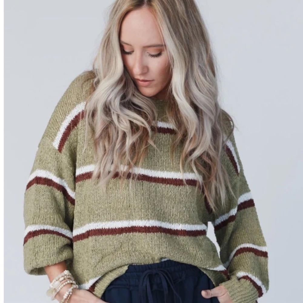 NWT Three Bird Nest On The Dunes Striped Sweater